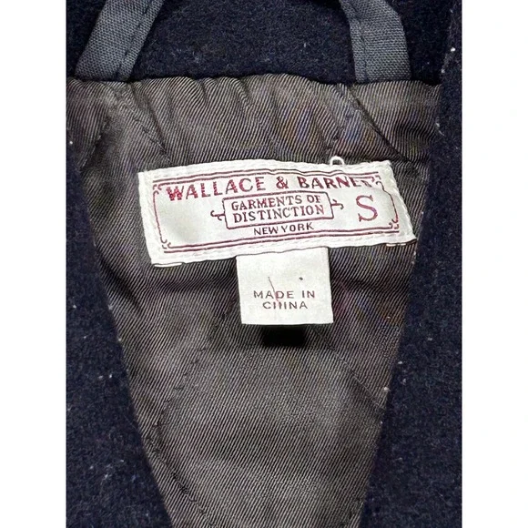 WALLACE‎ BARNES Men's Small Wool Navy Blue Metal Snap Jacket Quilt Liner J. Crew - Picture 2 of 8